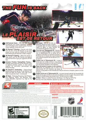 NHL 2K9 box cover back